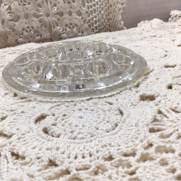 Vintage clear glass 16 hole flower frog. - Picture 2 of 4